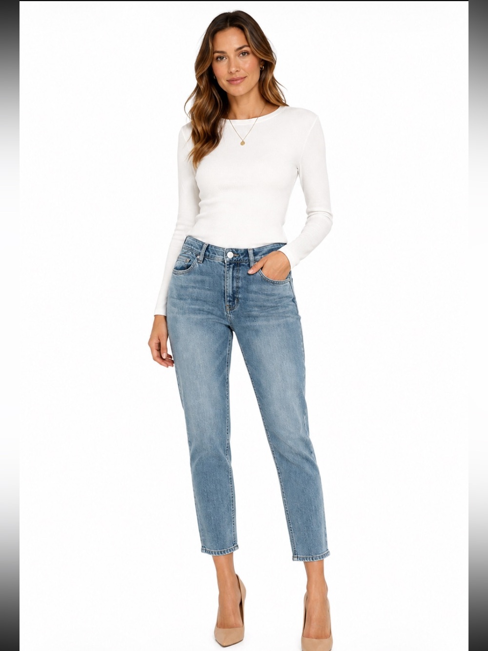 DEMOCRACY Blue AB Technology  Wide Elasticized Waistband Stretch Denim Jeans 16